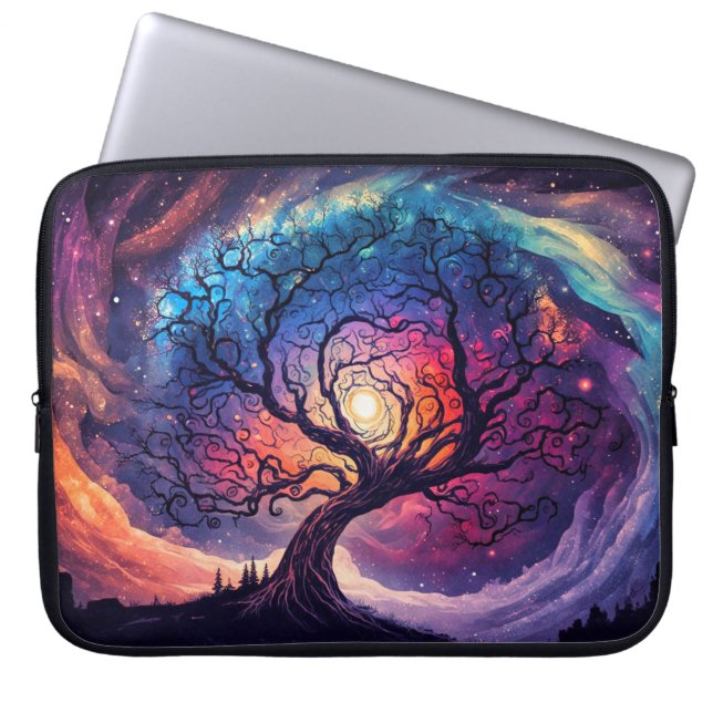 Colourful Illuminating Night Sky Illustration Laptop Sleeve (Front)