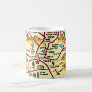 Colourful Illustrated Arizona Map Mug
