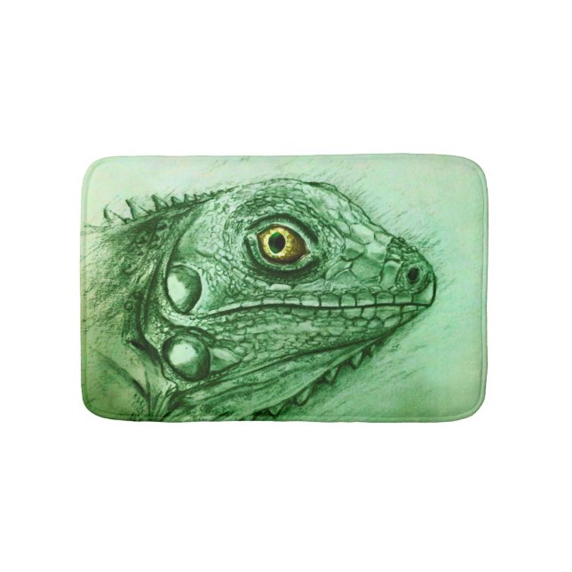 Colourful illustrated bath mat - Iguana (Front)