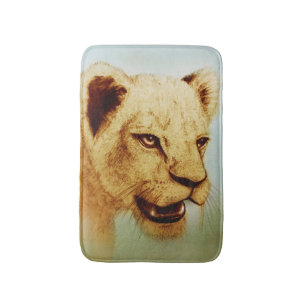 Colourful illustrated bath mat - Lion