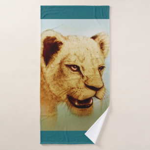 Colourful illustrated bath towl  - Lion Bath Towel