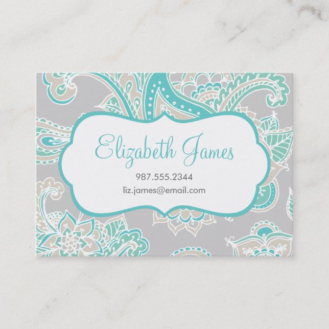 Colourful Illustrated Bohemian Paisley Henna Business Card (Front)
