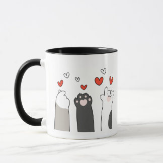 Colourful Illustrated Cute Cats Valentine's Day  Mug