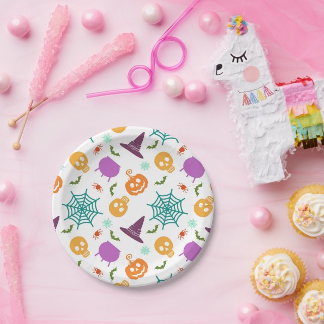 Colourful Illustrated Cute Pattern Halloween  Paper Plate (Party)