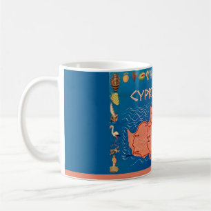 Colourful Illustrated Cyprus Map Mug