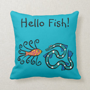 Colourful Illustrated Fish Friends Cushion