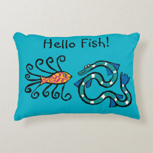 Colourful Illustrated Fish Friends Decorative Cushion