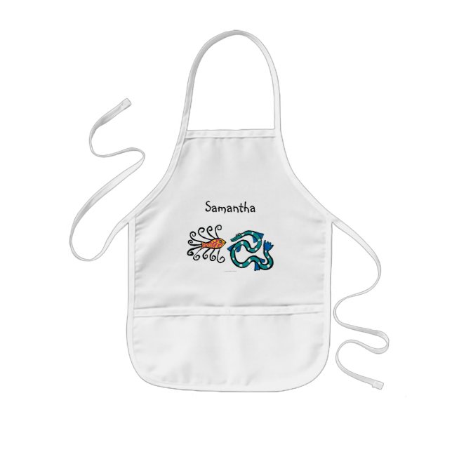 Colourful Illustrated Fish Friends Kids Apron (Front)