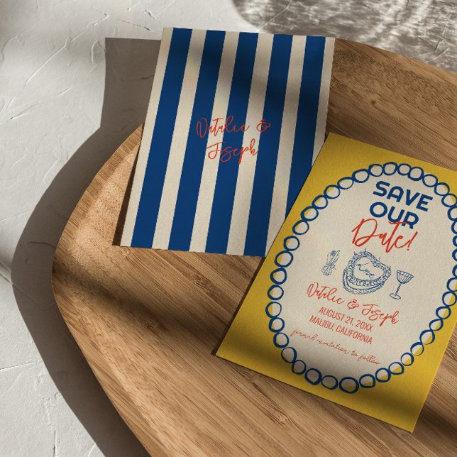 Colourful Illustrated Hand Drawn Quirky Wedding Save The Date (Creator Uploaded)