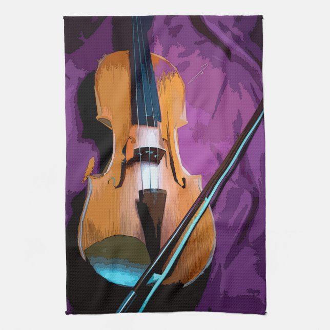 Colourful illustrated kitchen towel - Viola (Vertical)