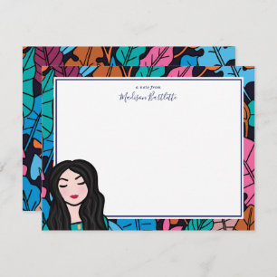 Colourful Illustrated Lady Personal Stationery Card