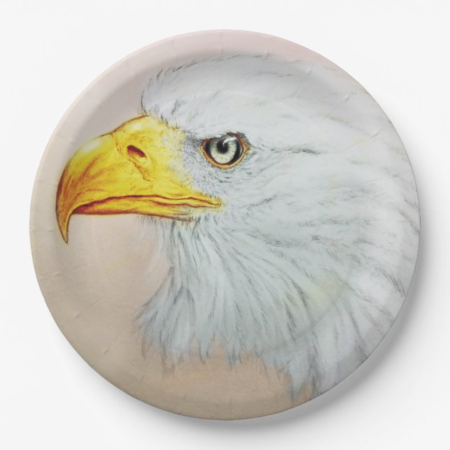 Colourful illustrated paper plate - Eagle (Front)