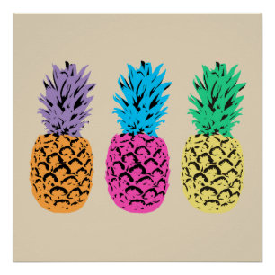 Colourful illustrated Pineapples Poster