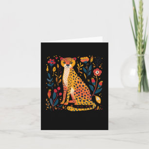 Colourful Illustration Of A Cheetah Sitting Among  Card