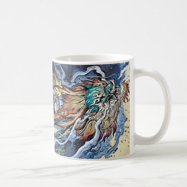 Colourful illustration of Chinese mythical dragon Coffee Mug (Right)