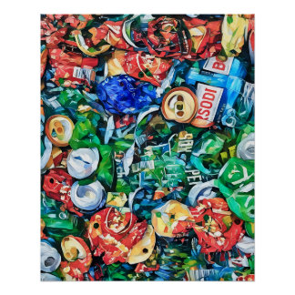 Colourful Illustration of Crushed Aluminium Soda Poster