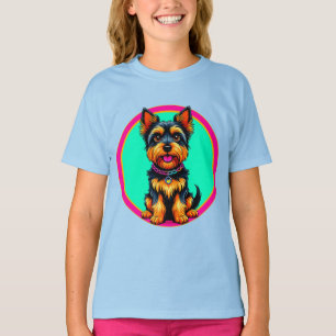 Colourful Illustration of Happy Dog Sitting T-Shirt