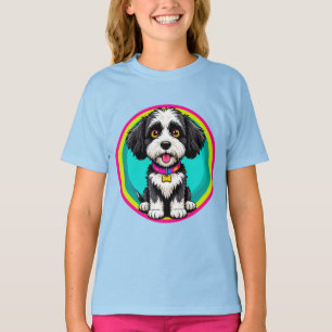 Colourful Illustration of Happy Dog Sitting T-Shirt