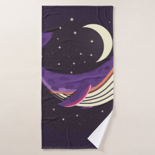 Colourful illustration portrait of cute whale in s bath towel