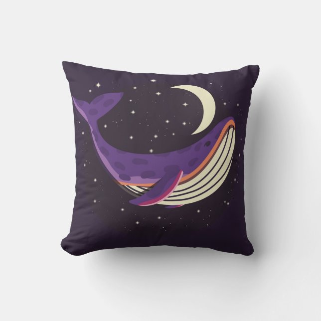 Colourful illustration portrait of cute whale in s cushion (Front)
