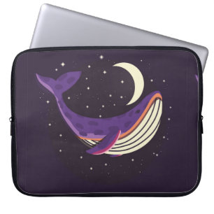 Colourful illustration portrait of cute whale in s laptop sleeve