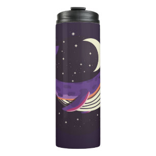 Colourful illustration portrait of cute whale in s thermal tumbler