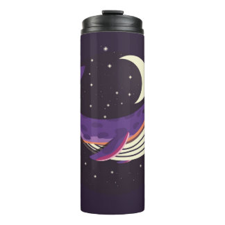 Colourful illustration portrait of cute whale in s thermal tumbler