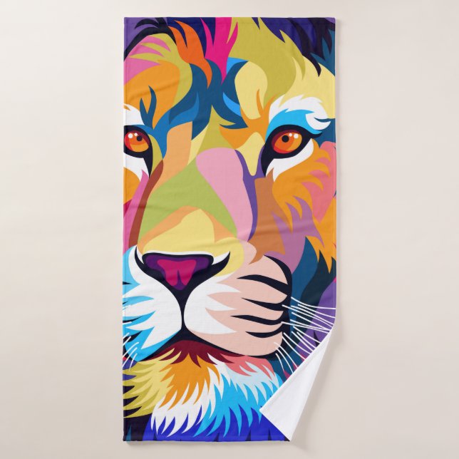 colourful illustrations, a lion, simple design - v bath towel (Bath Towel)