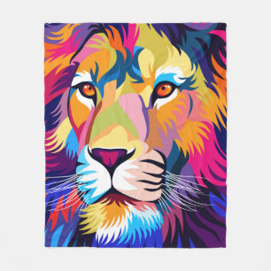colourful illustrations, a lion, simple design - v fleece blanket
