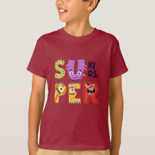 Colourful Illustrative Monster Letters Kids T-Shir T-Shirt