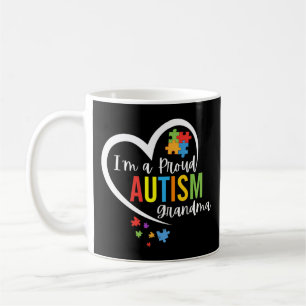 Colourful I'm A Proud Grandma Love Heart Autism Aw Coffee Mug