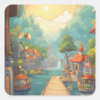 Colourful image square sticker