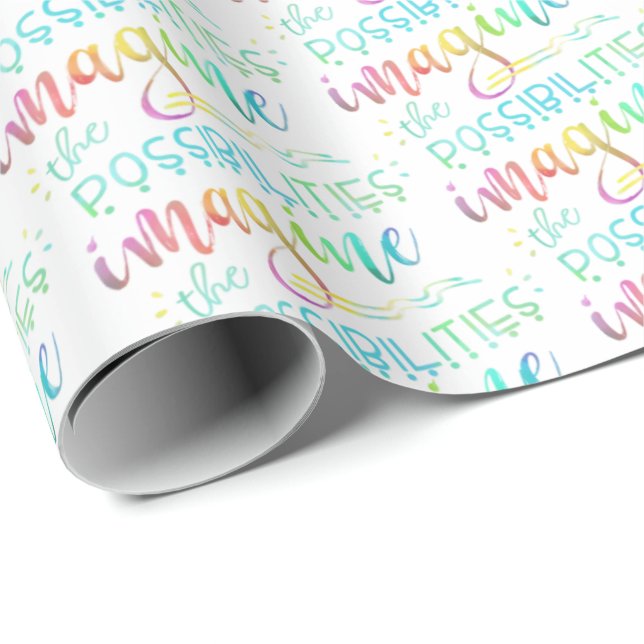Colourful IMAGINE THE POSSIBILITIES Inspirational Wrapping Paper (Roll Corner)