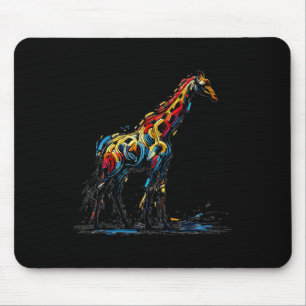 Colourful Impressionism Style Animal Lover Giraffe Mouse Mat