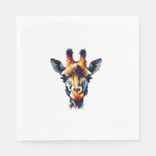 Colourful Impressionism Style Animal Lover Giraffe Napkin