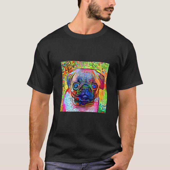 Colourful Impressionist Pug Dog T-Shirt (Front)