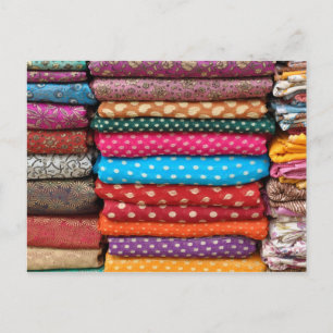 Colourful Indian Asian Sari Fabric Postcard