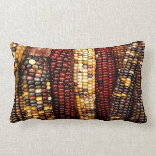 Image of Colourful Indian Corn Kernels Photo Lumbar Cushion