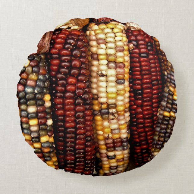 Colourful Indian Corn Kernels Photo Round Cushion (Front)