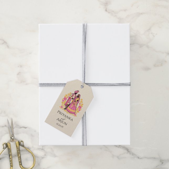 Colourful Indian Couple Gift Tags (With Twine)