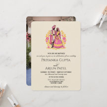 Colourful Indian Couple Wedding Invitation