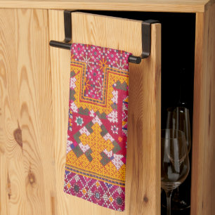 Colourful Indian Embroidery Print Tea Towel