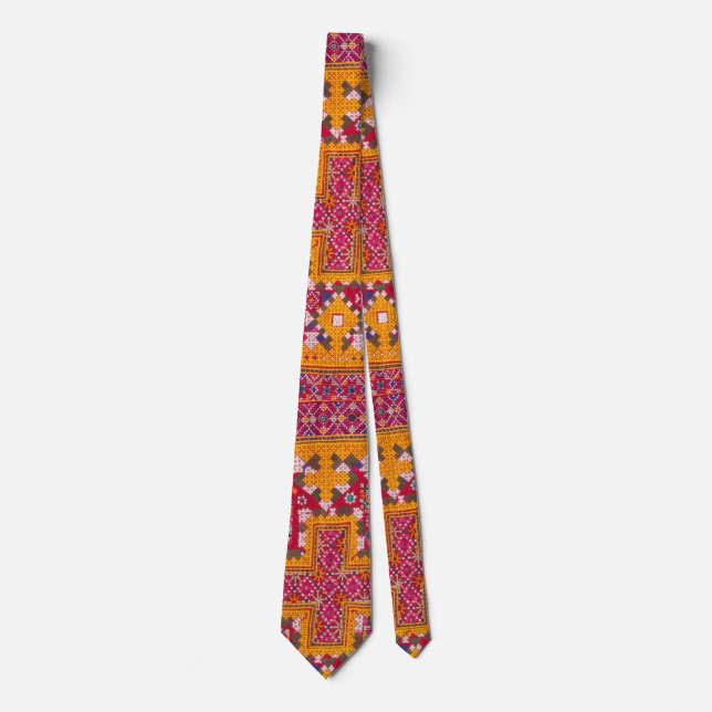 Colourful Indian Embroidery Print Tie (Front)