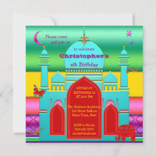 Colourful Indian Fantasy Kids Birthday Invitation