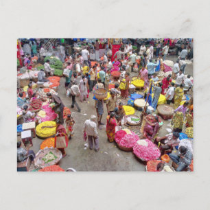 Colourful Indian Flower Market in Bangalore India Postcard