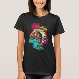 Colourful Indian Headdress Indigenous Indian Nativ T-Shirt