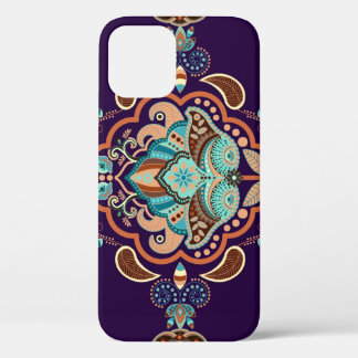 Colourful Indian Ornament, Geometric Border. iPhone 12 Case