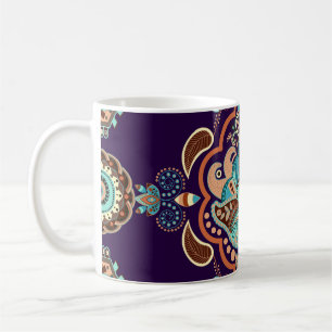 Colourful Indian Ornament, Geometric Border. Coffee Mug