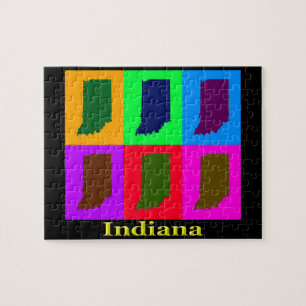 Colourful Indiana State Pop Art Map Jigsaw Puzzle