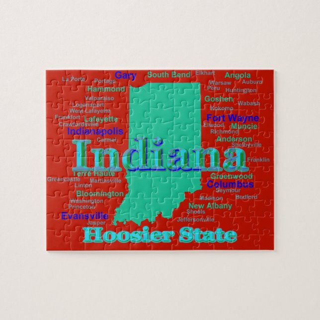 Colourful Indiana State Pride Map Pop Art Jigsaw Puzzle (Horizontal)